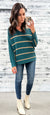 Deep Teal & Tan Striped Sweater