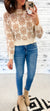 Cream & Camel Floral Crop Sweater