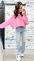 Bubble Pink Cropped Oversized Sweater