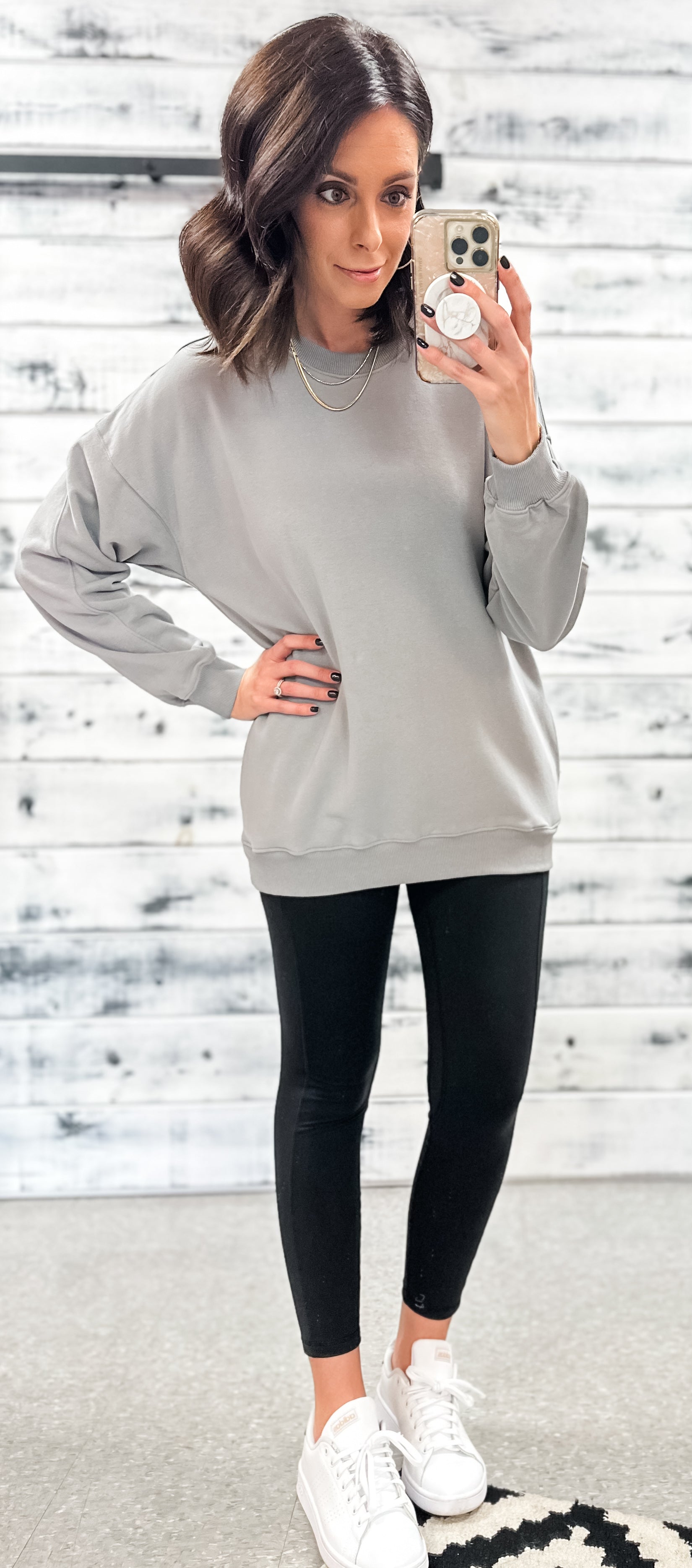 Grey French Terry Pocket Sweatshirt - Grace and Garment Boutique