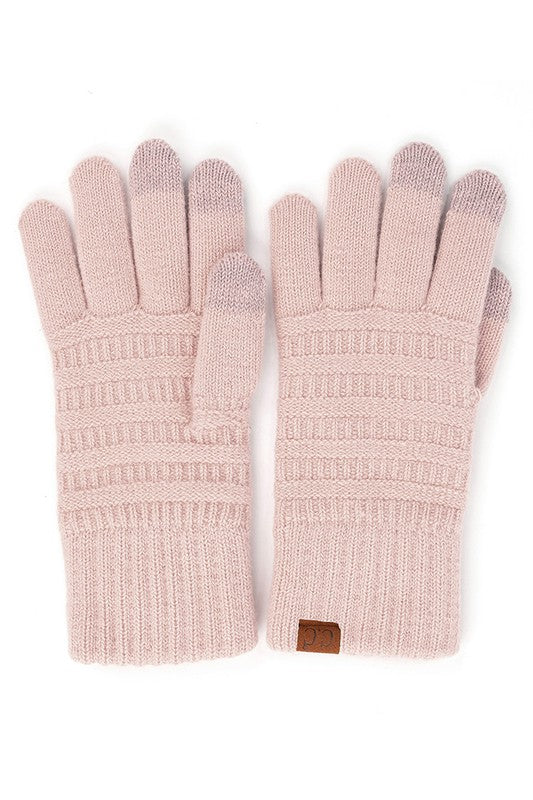 C.C. Light Mauve Ribbed Cozy Gloves