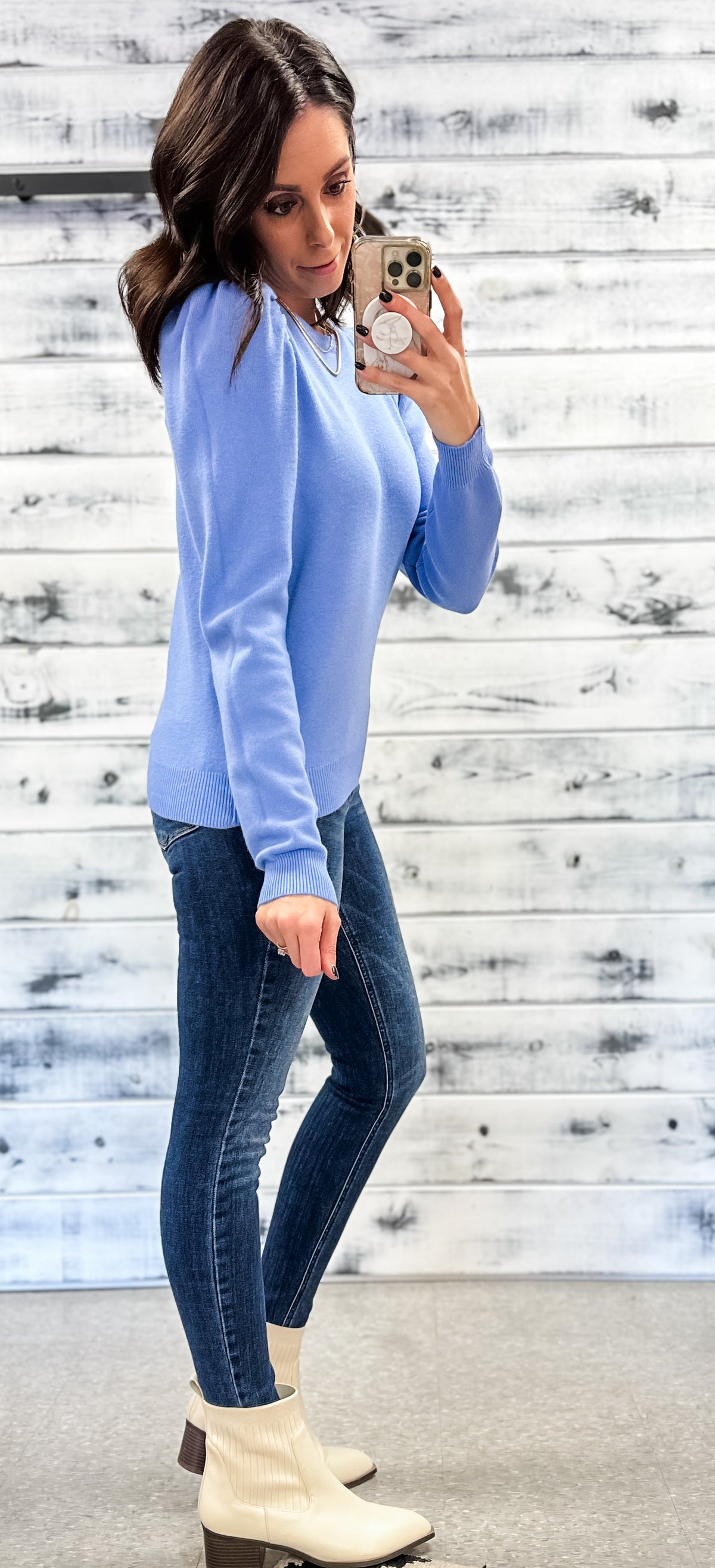 Periwinkle Blue Puff Sleeve Sweater