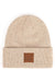 Taupe Heather Knit Suede Patch Beanie