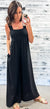 Black Linen Ruffle Strap Wide Leg Jumpsuit