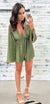 Olive Wave Texture Bell Sleeve Romper