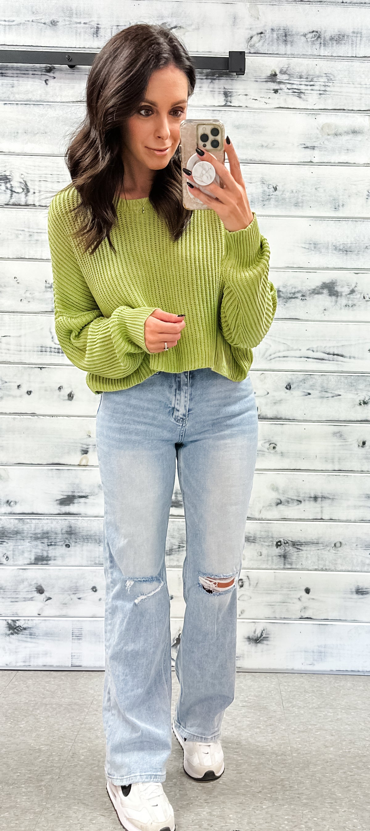 Avocado Cropped Oversized Sweater