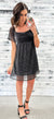 Black Shimmer Square Neck Dress