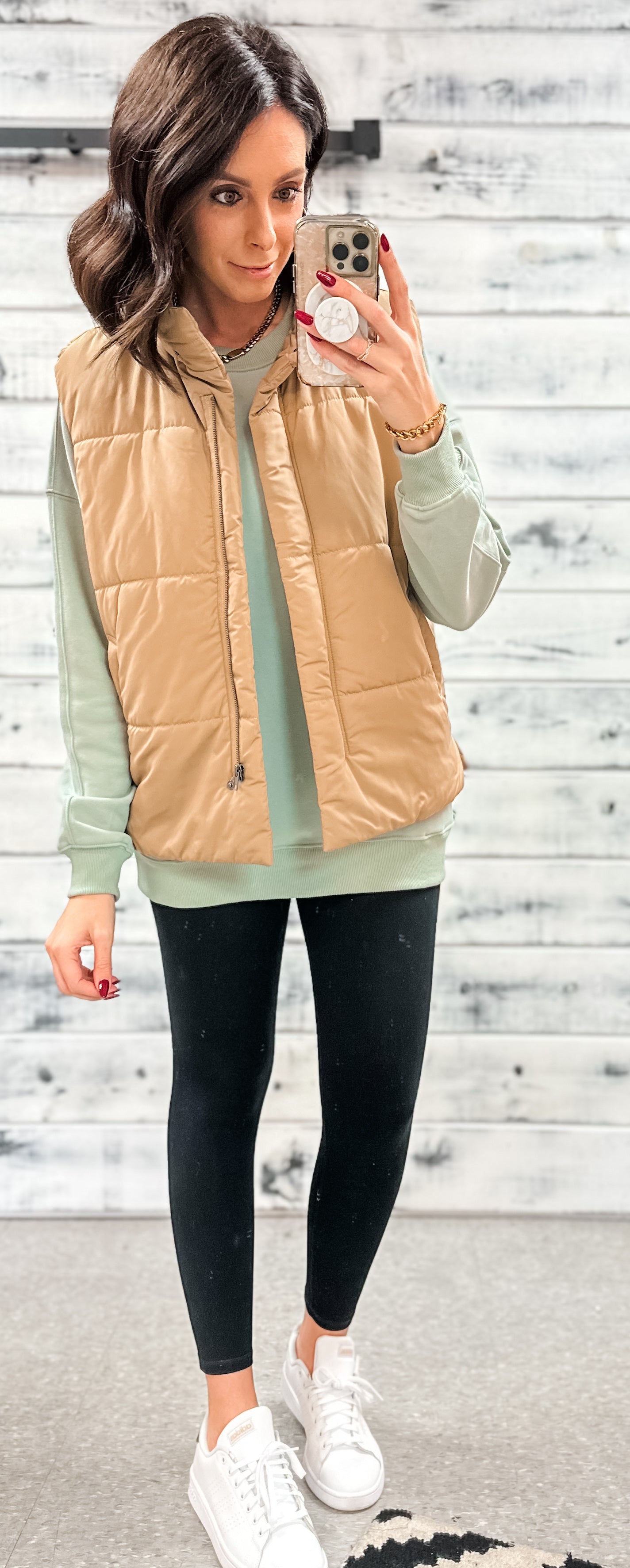 Womens gold puffer on sale vest