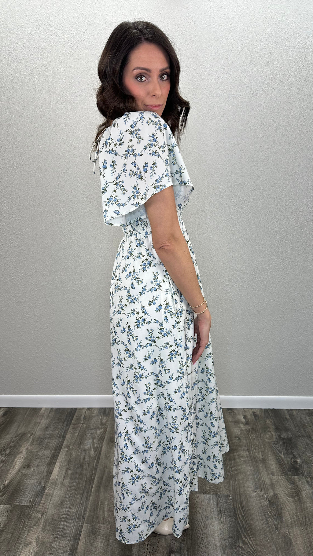 Sweet Meadow Smocked Floral Midi Dress