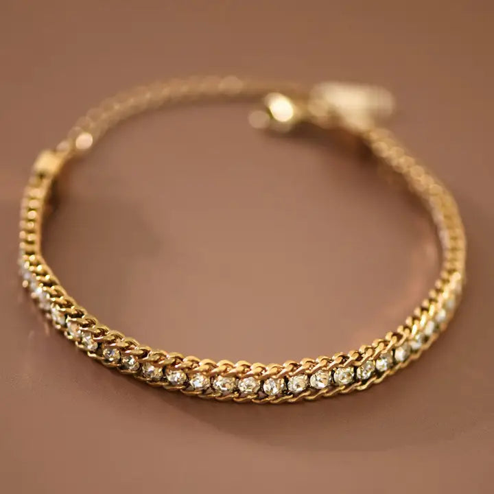 Gold Plated Chain & Crystal Bracelet