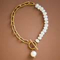 Gold Plated Pearl & Link Bracelet