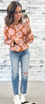 Camel & Blush Floral Relaxed Crop Sweater