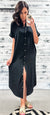 Black Button Up Shirt Maxi Dress