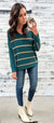 Deep Teal & Tan Striped Sweater