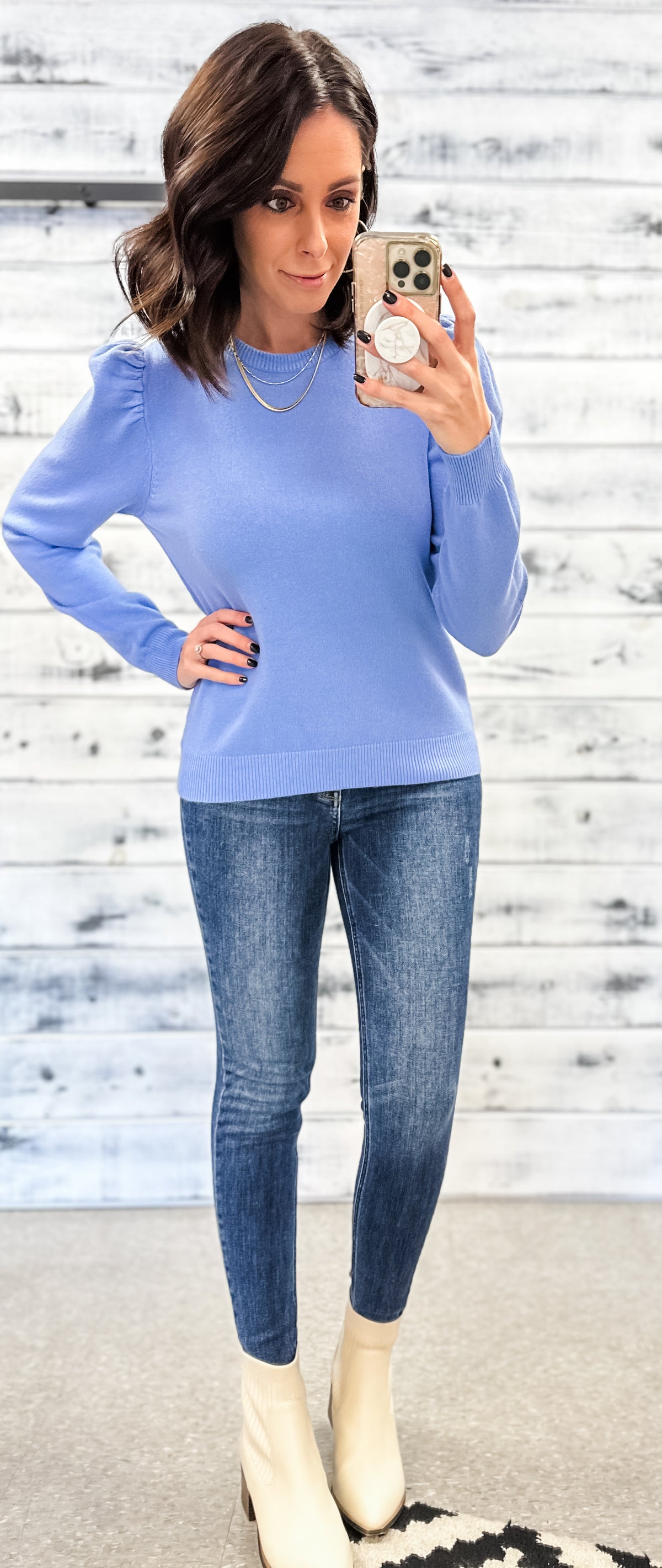 Periwinkle Blue Puff Sleeve Sweater