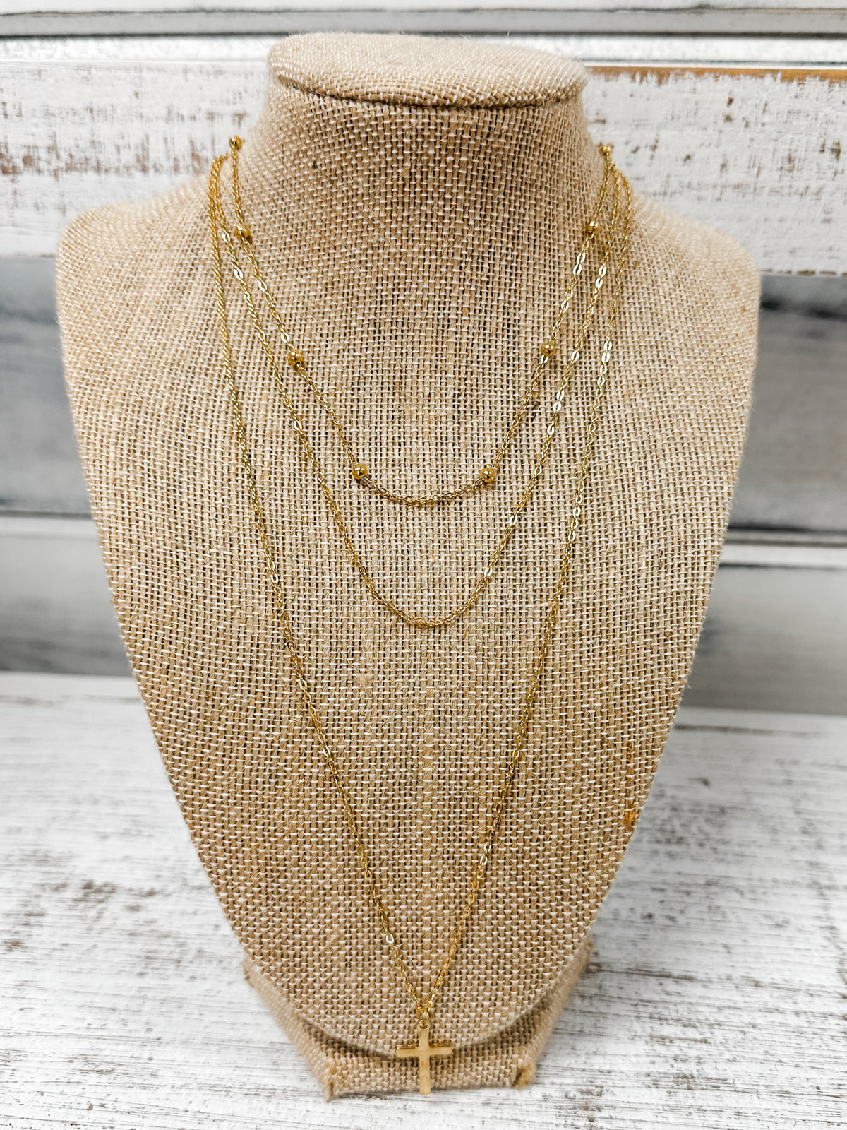 Gold Cross Dainty Layered Necklace
