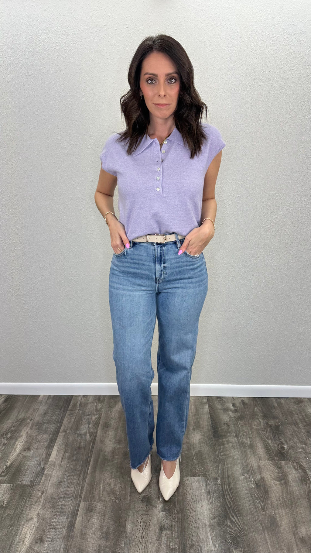 Lavender Daydream Crop Polo Top