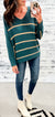 Deep Teal & Tan Striped Sweater