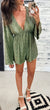 Olive Wave Texture Bell Sleeve Romper
