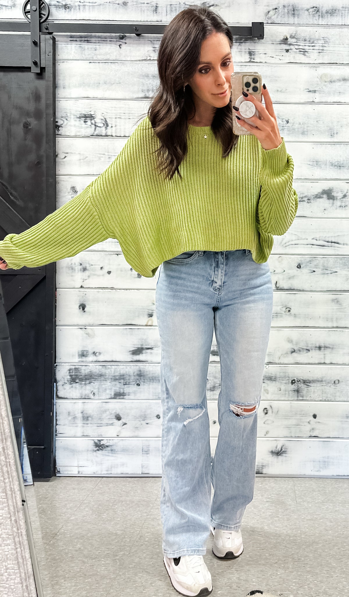 Avocado Cropped Oversized Sweater