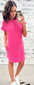 Hot Pink Ribbed Scoop Neck T-Shirt Dress