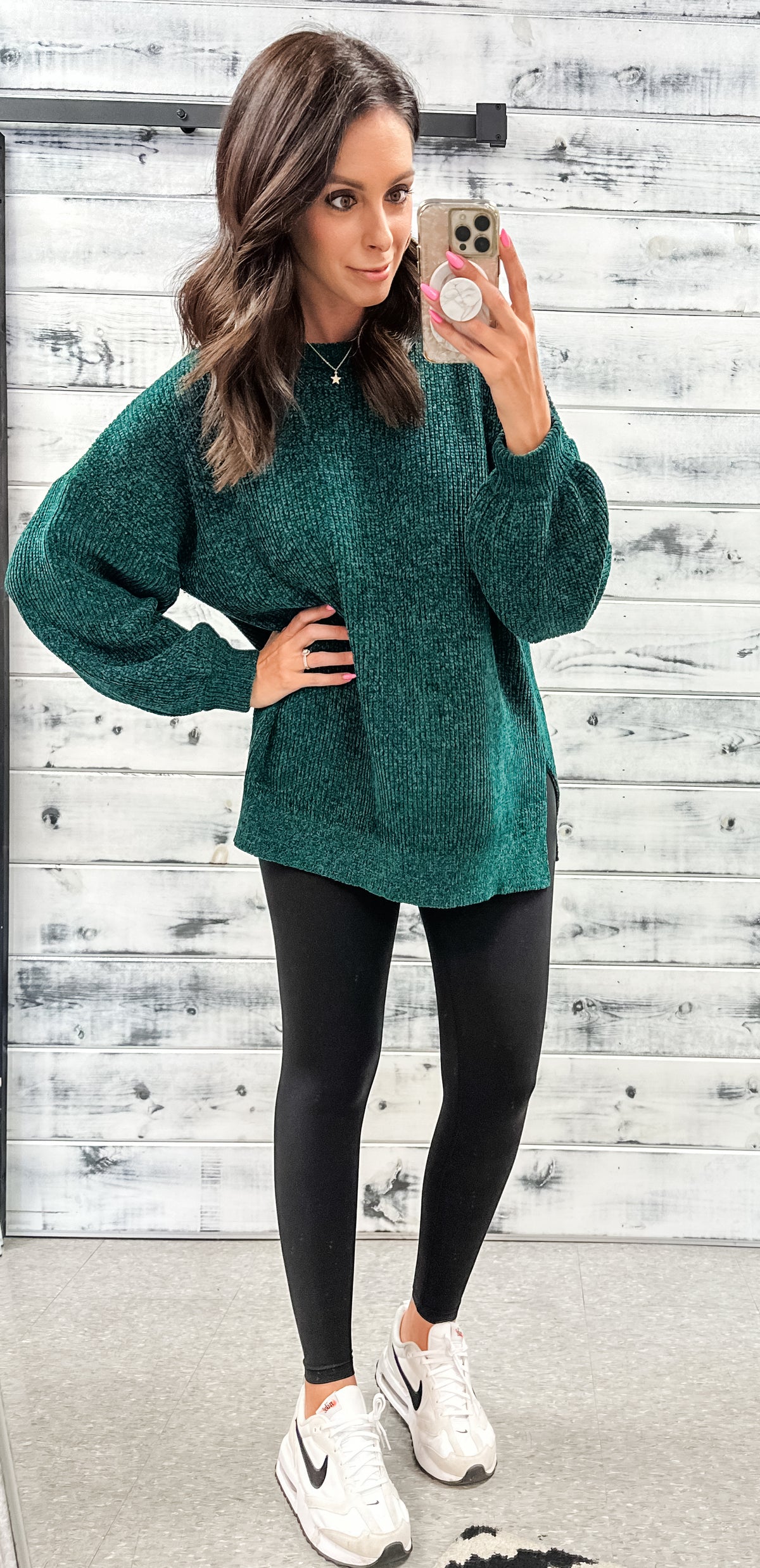 Hunter Green Chenille Relaxed Sweater