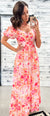 Pink & Tangerine Floral Sweetheart Maxi
