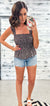 Midnight Floral Ruched Square Neck Tank