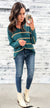 Deep Teal & Tan Striped Sweater