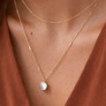 Gold Plated Double Layer Chain & Stone Necklace