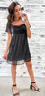 Black Shimmer Square Neck Dress