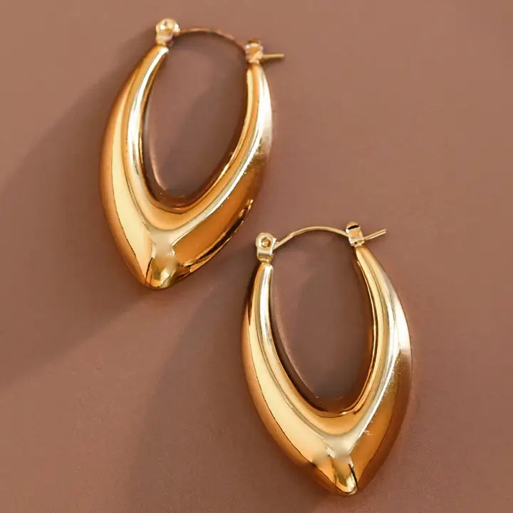 Gold Plated Teardrop Hoop Earring