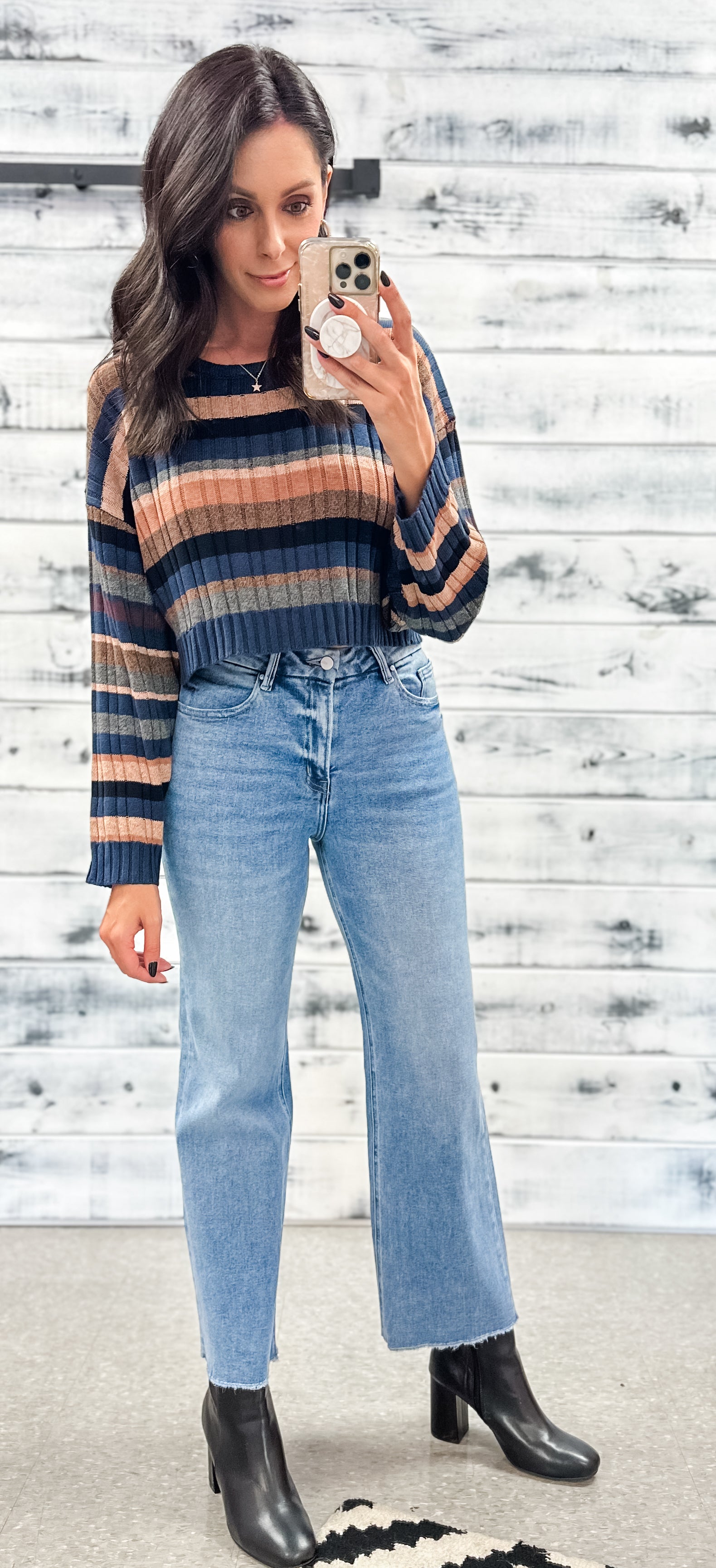 High waisted jeans sale and crop sweater