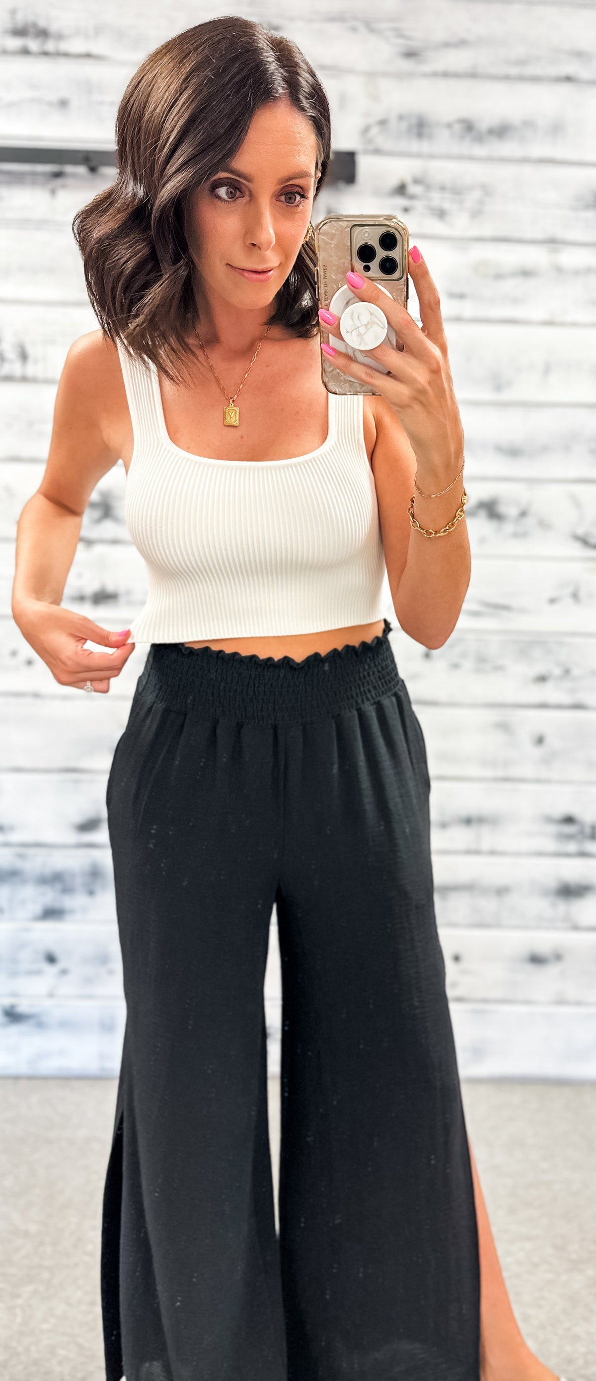 Ivory Square Neck Ribbed Crop Brami