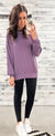 Dusty Purple Ribbed Banded Hem Top