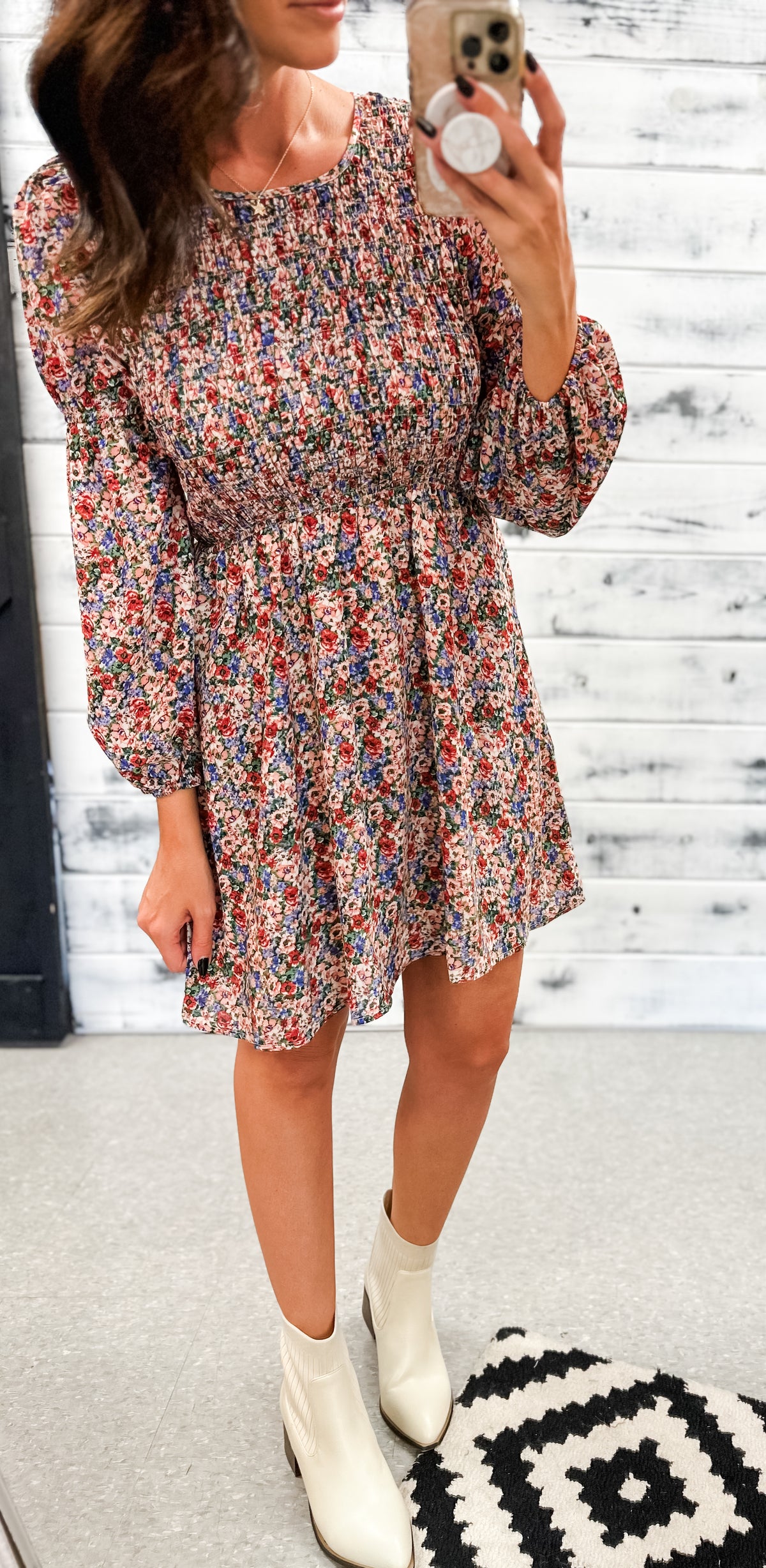 Floral Smocked Puff Sleeve Dress