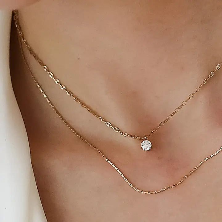 Gold Plated Double Chain Gem Necklace