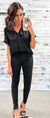 Black "Queen of the Office" Satin Blouse