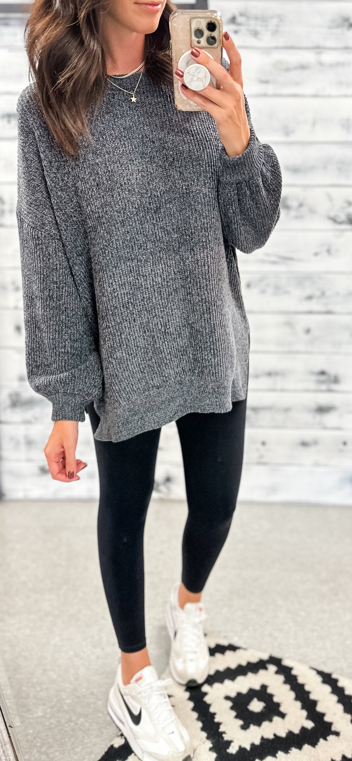 Charcoal Chenille Relaxed Sweater