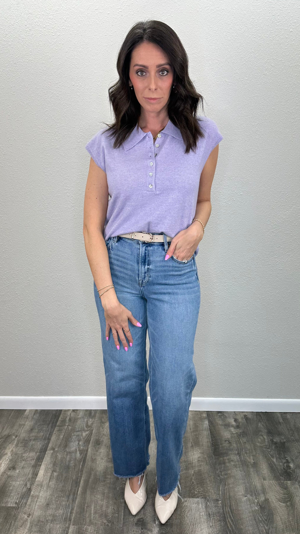 Lavender Daydream Crop Polo Top