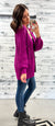 Bright Plum Cable Knit Cardigan W/Pockets