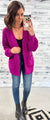 Bright Plum Cable Knit Cardigan W/Pockets