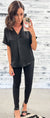 Black "Queen of the Office" Satin Blouse