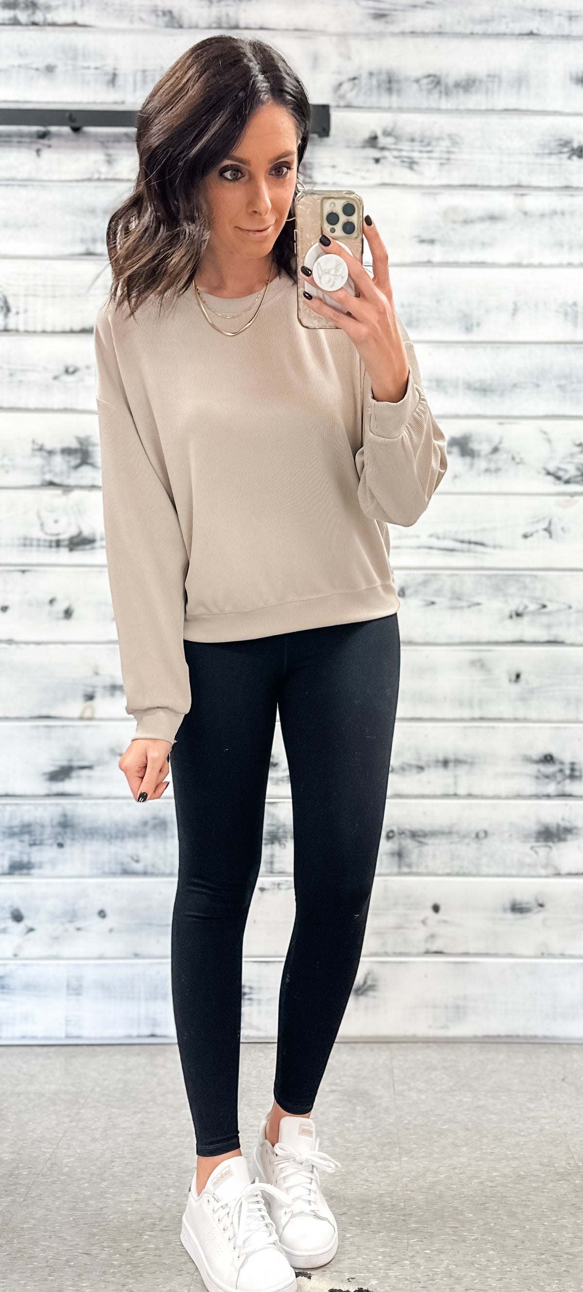 Shell Ribbed Relaxed Crop Pullover