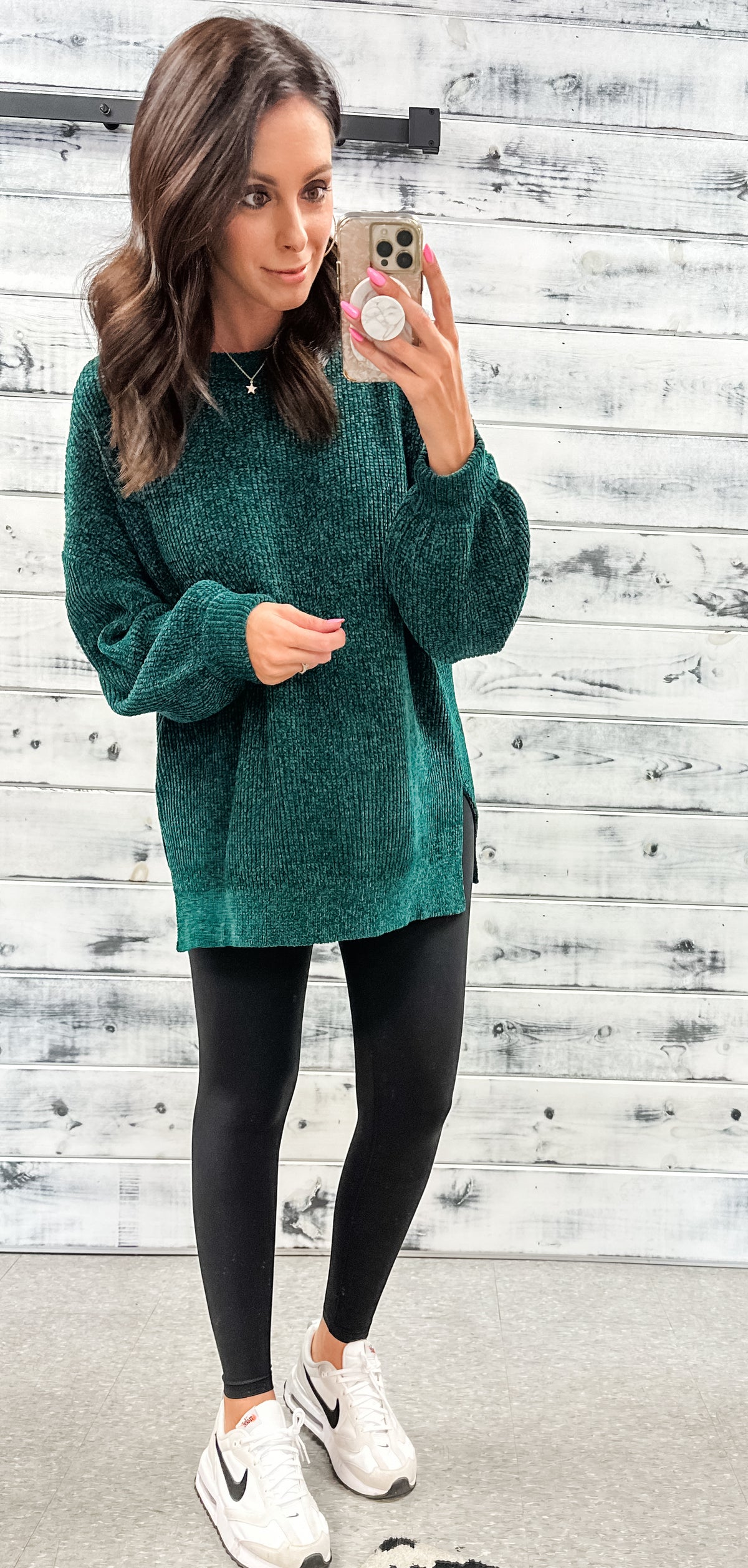 Hunter Green Chenille Relaxed Sweater