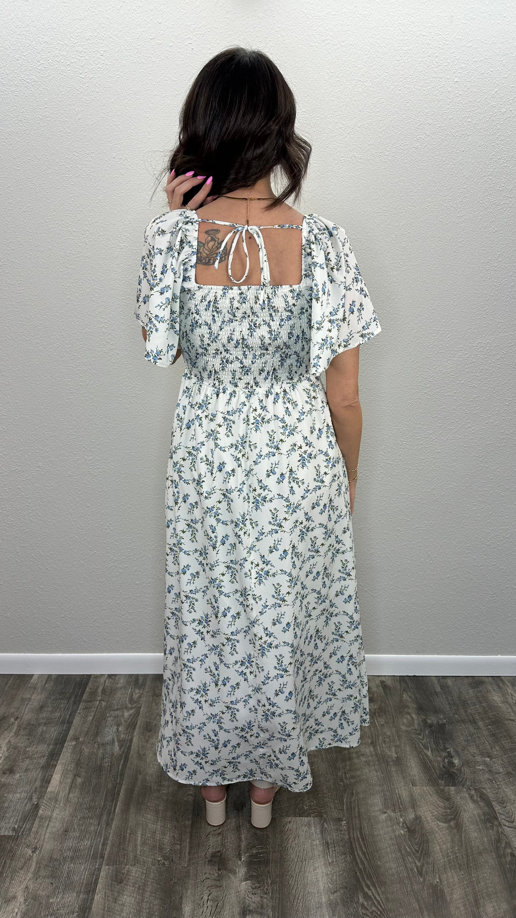 Sweet Meadow Smocked Floral Midi Dress