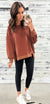 Red Rust Washed Oversized Raw Edge Pullover