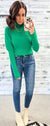 Kelly Green Ribbed Mock Neck Sweater
