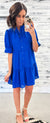 Royal Blue Gingham Tiered Babydoll Dress