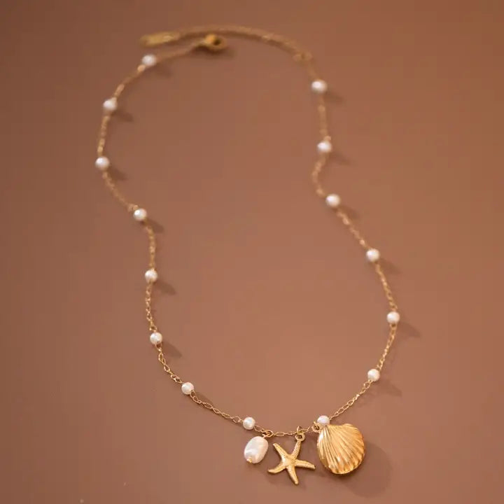 Gold Plated Pearls & Paradise Necklace
